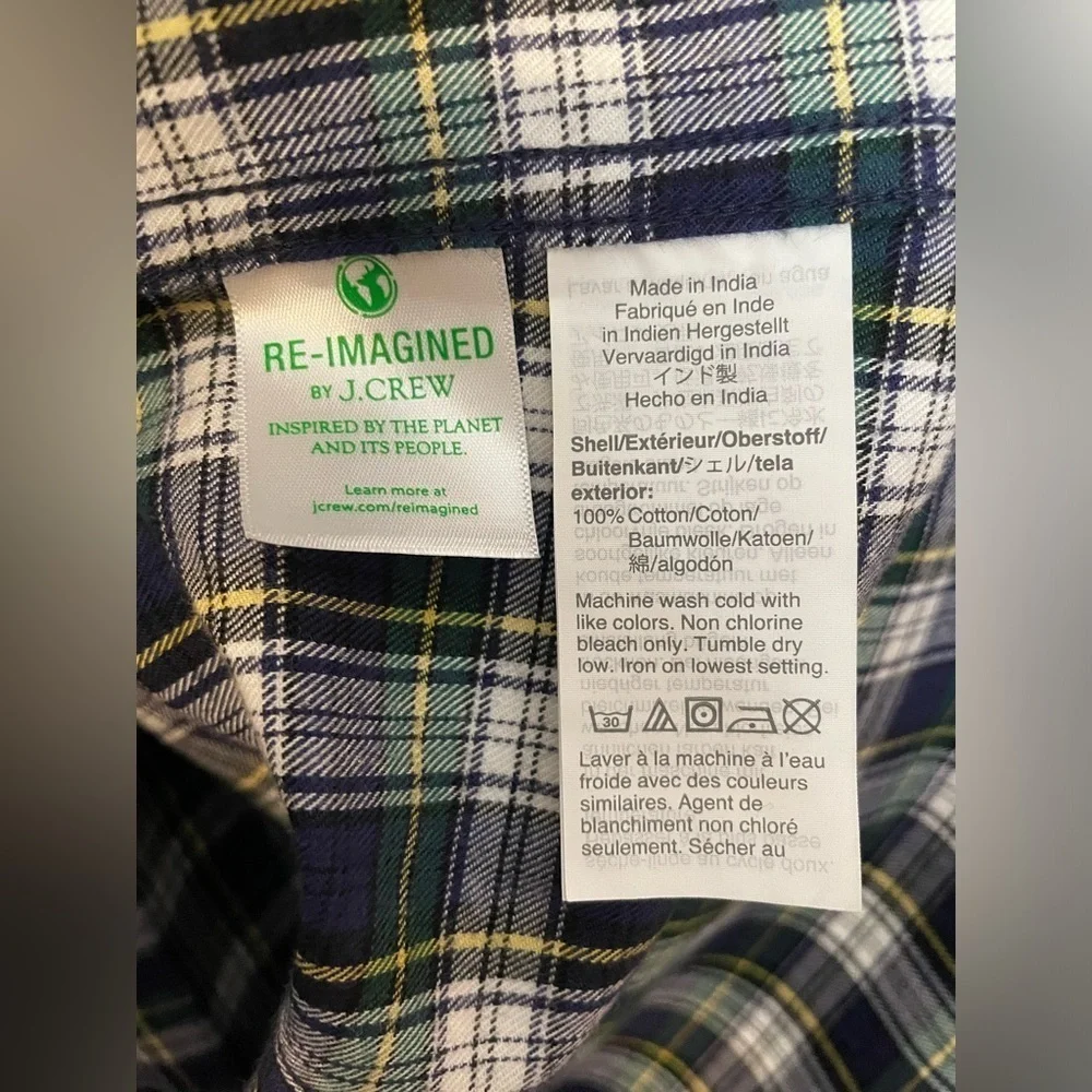 NWT J. Crew Slim Fit Brushed Twill Plaid Flannel Shirt Size Medium Soft & New!